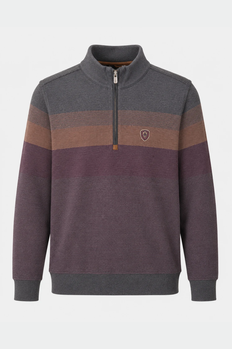 Męska bluza ze stójką i zamkiem 1/4 w odcieniach grafitu i bordo Regular Fit