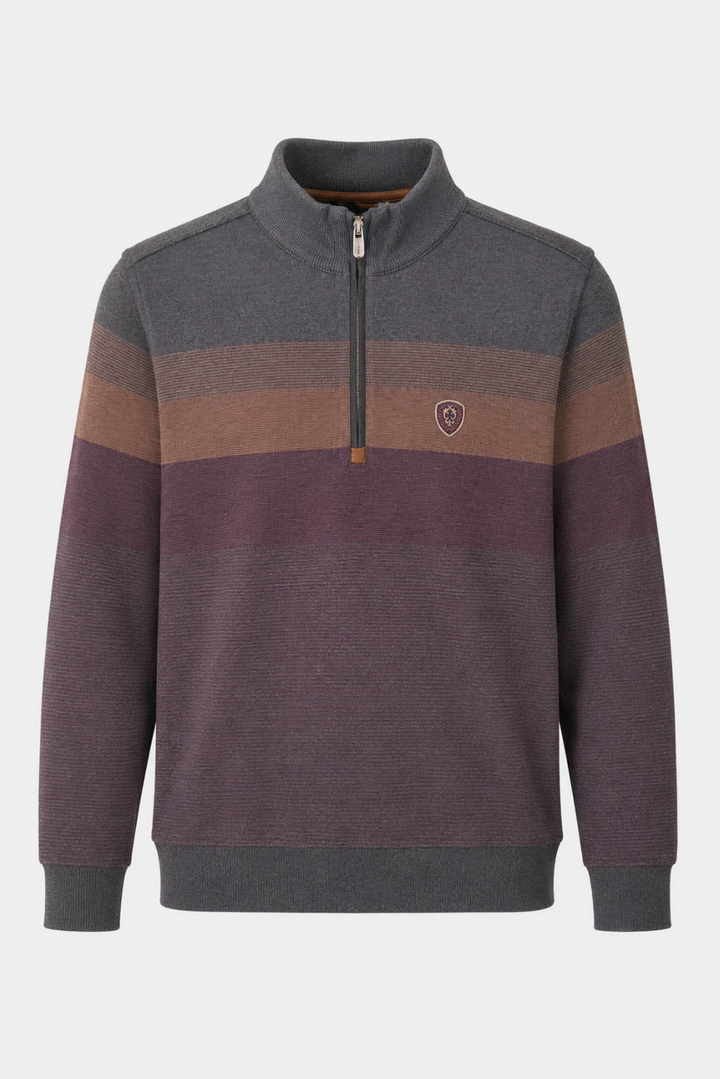 Męska bluza ze stójką i zamkiem 1/4 w odcieniach grafitu i bordo Regular Fit