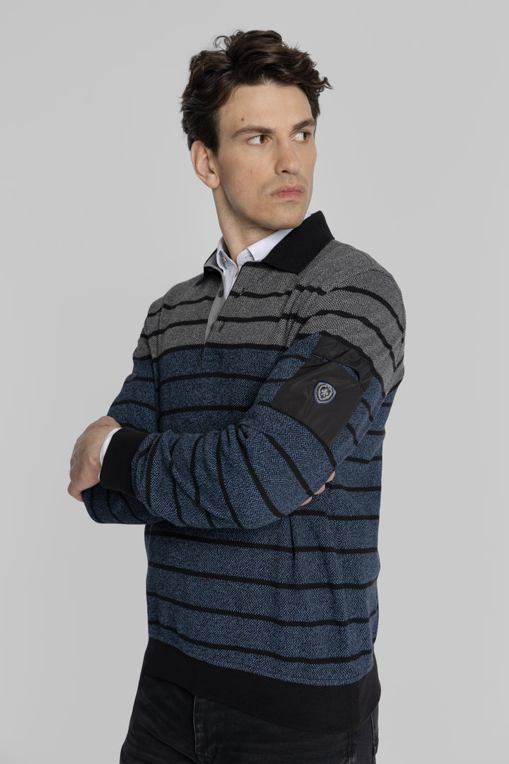 Męska bluza polo w paski Regular Fit