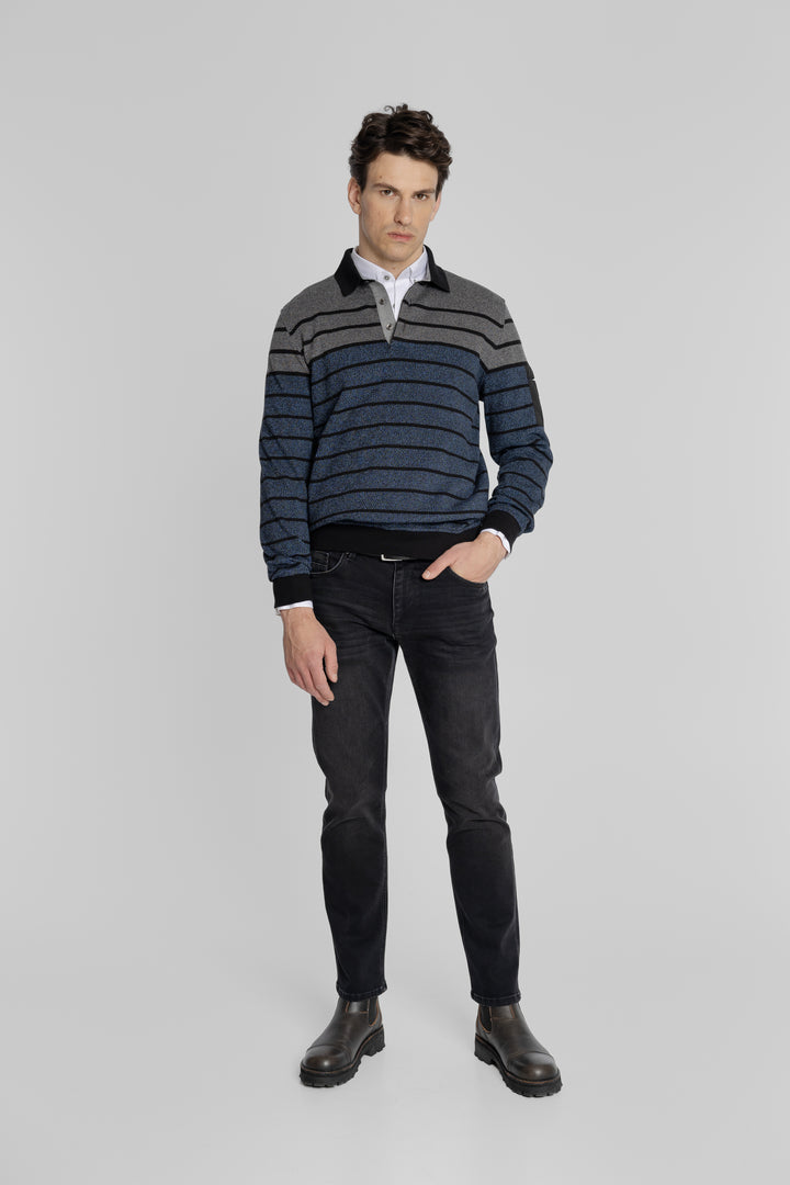Męska bluza polo w paski Regular Fit