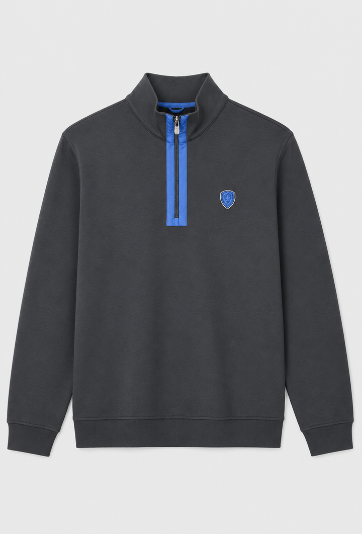 Męska bluza ze stójką i zamkiem 1/4 czarna Regular Fit