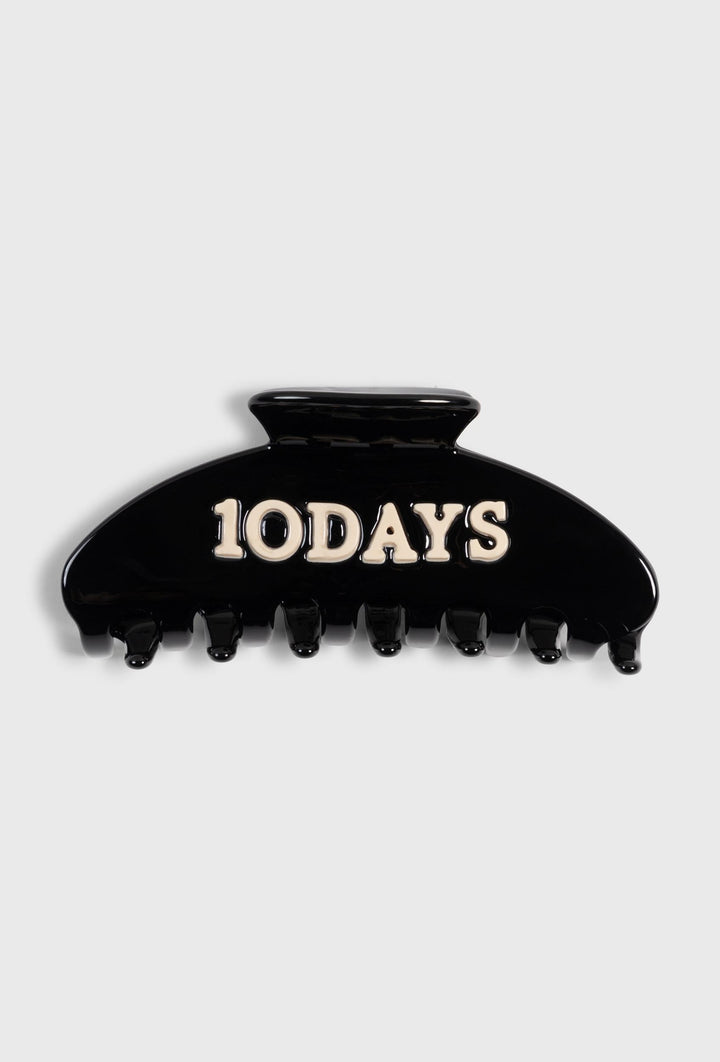 Czarna klamra do włosów z logo 10DAYS