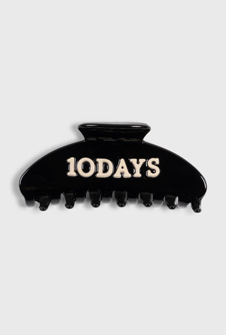 Czarna klamra do włosów z logo 10DAYS