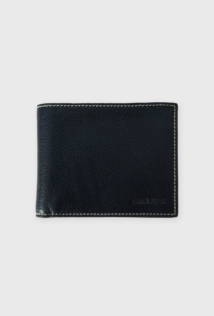 Skórzany Bifold, Granat Z Kontrastem