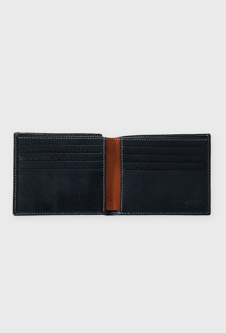 Skórzany Bifold, Granat Z Kontrastem