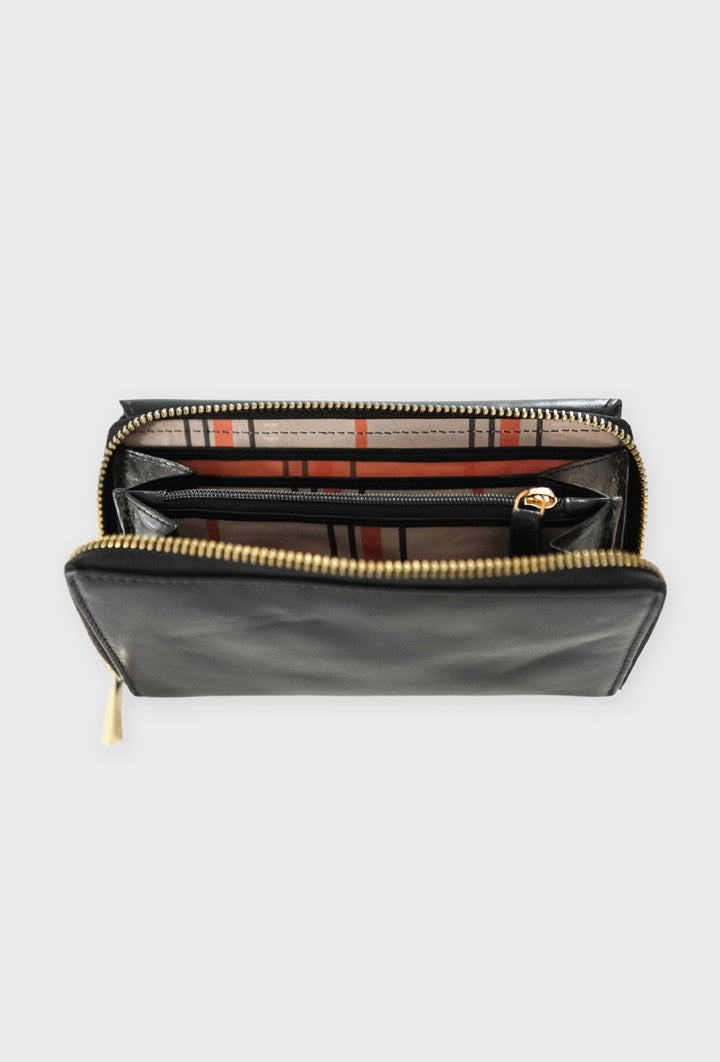 Kopertówka Skórzana Z Zamkiem, Klasyczna Czerń