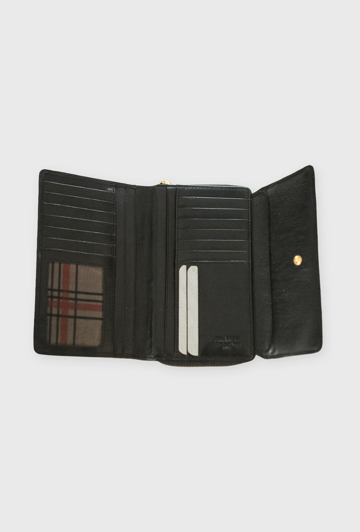 Kopertówka Skórzana Z Zamkiem, Klasyczna Czerń