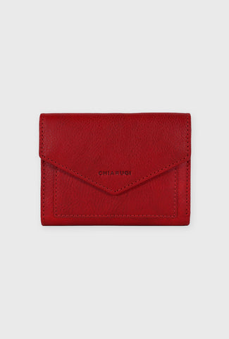 Skórzany Portfel Trifold, Intensywna Czerwień