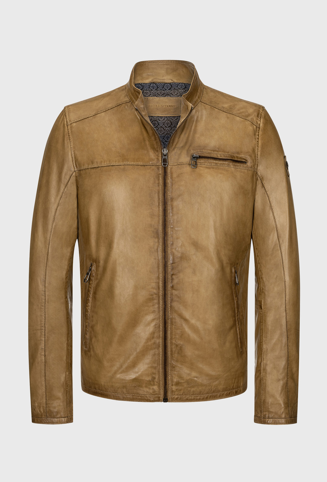 Karmelowa kurtka skórzana