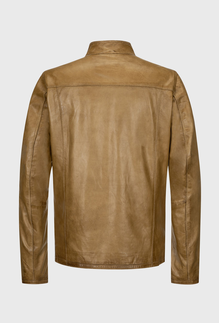 Karmelowa kurtka skórzana