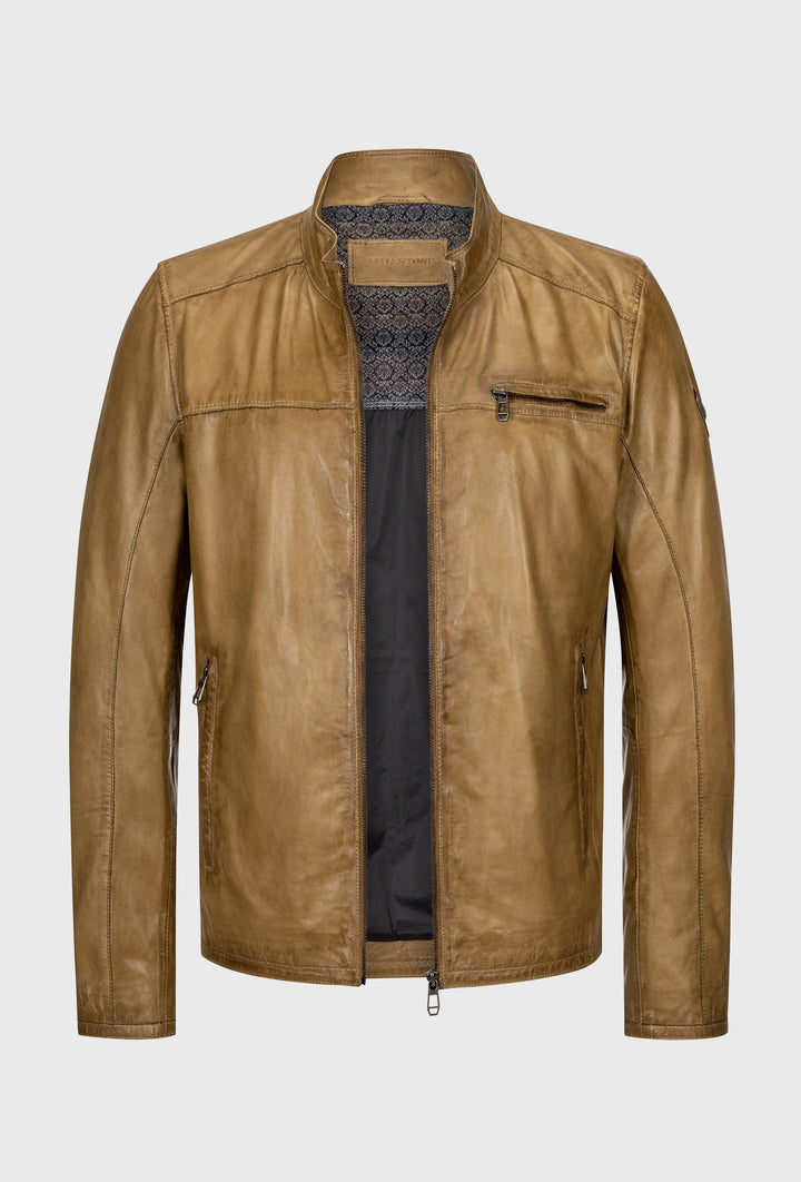 Karmelowa kurtka skórzana