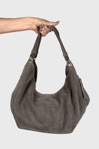 Miękka welurowa torebka hobo Fratelli kolor taupe