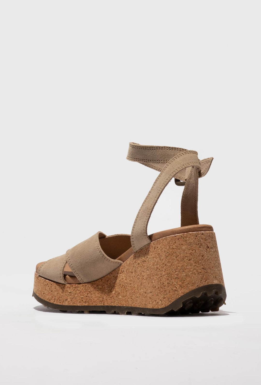 Beżowe sandały na korkowej platformie FLY LONDON