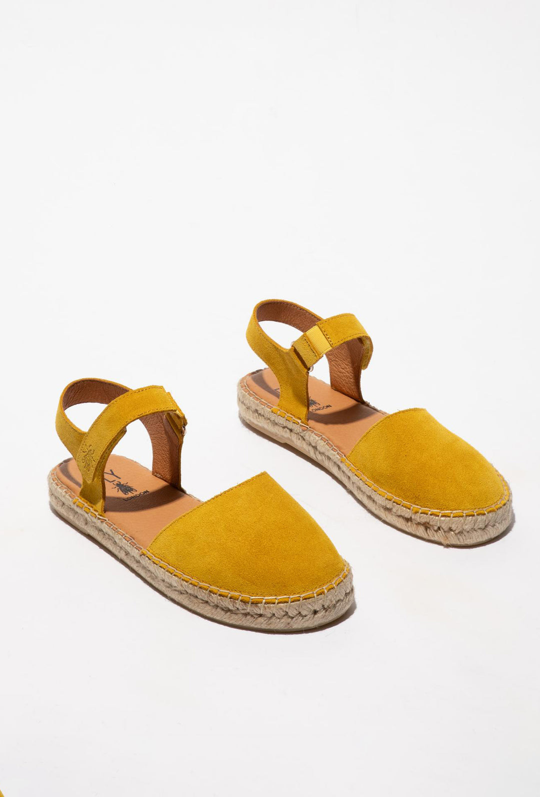 Żółte zamszowe espadryle damskie na plecionej podeszwie