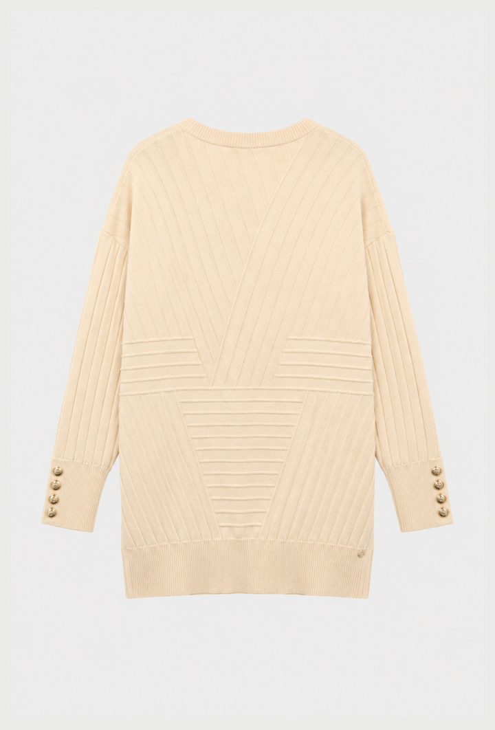 Asymetryczny sweter z geometrycznym prążkowanym wzorem