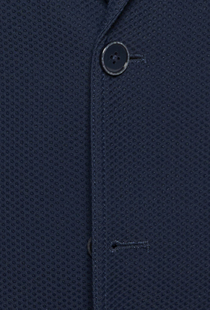 Granatowa marynarka męska z elastycznej dzianiny o strukturze