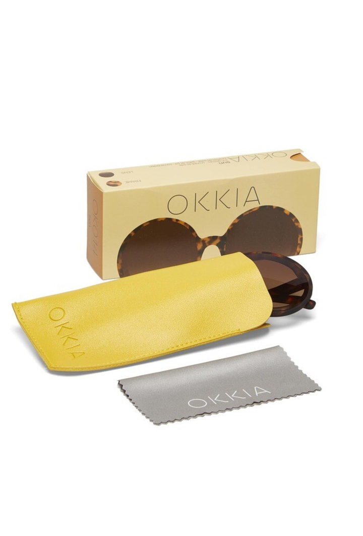 Okrągłe okulary przeciwsłoneczne oversize w szylkretowej oprawie