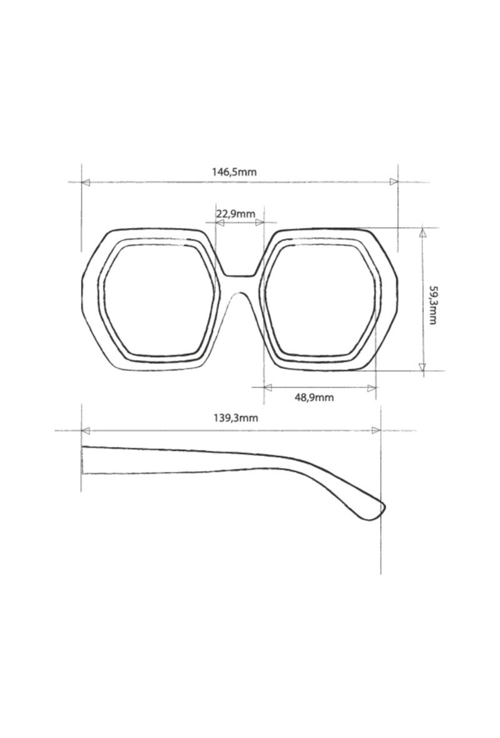 Geometryczne pudrowe okulary przeciwsłoneczne z szylkretowym detalem