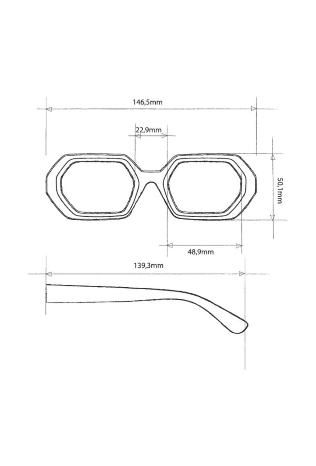 Geometryczne okulary przeciwsłoneczne z zielonymi soczewkami vintage