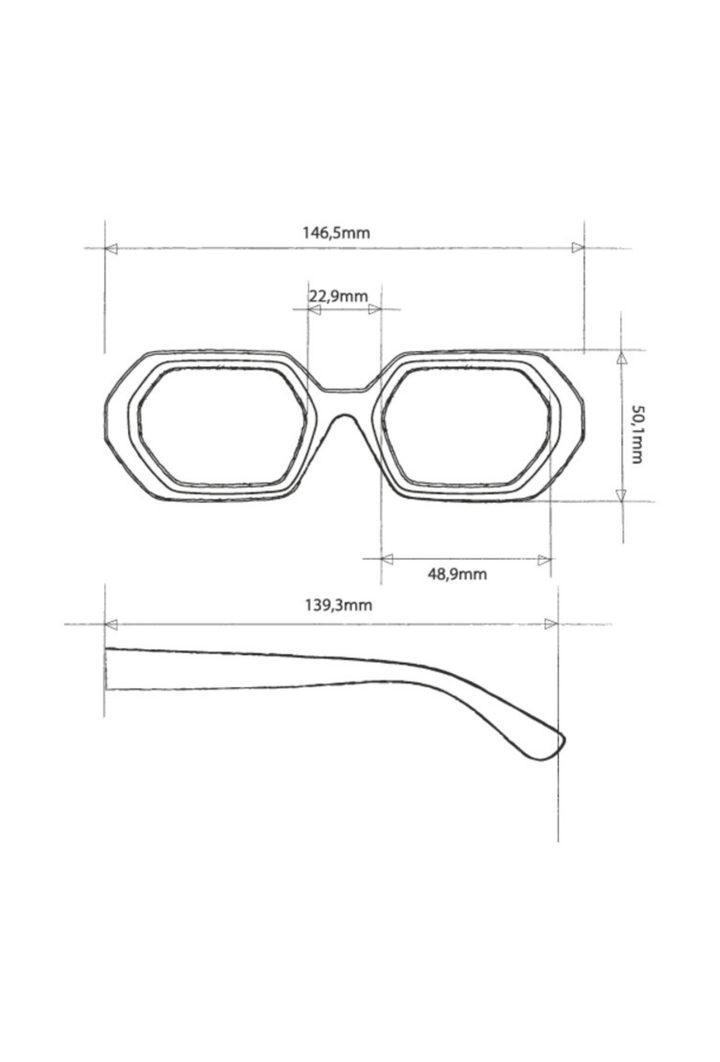 Geometryczne okulary przeciwsłoneczne z zielonymi soczewkami vintage