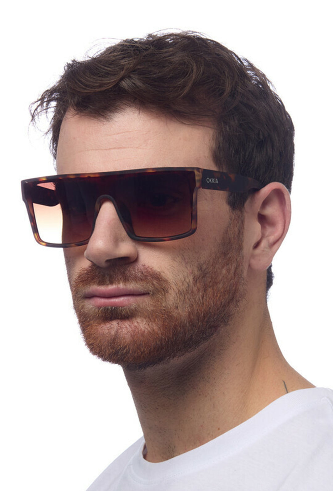 Transparentne szampańskie okulary przeciwsłoneczne o prostokątnym kształcie