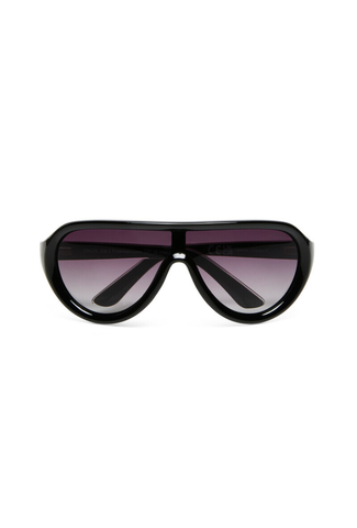 Okulary przeciwsłoneczne typu shield z czarną oprawką i przydymioną soczewką
