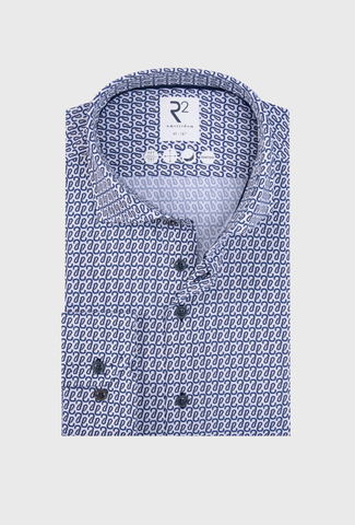 Koszula męska z geometrycznym wzorem w odcieniach granatu