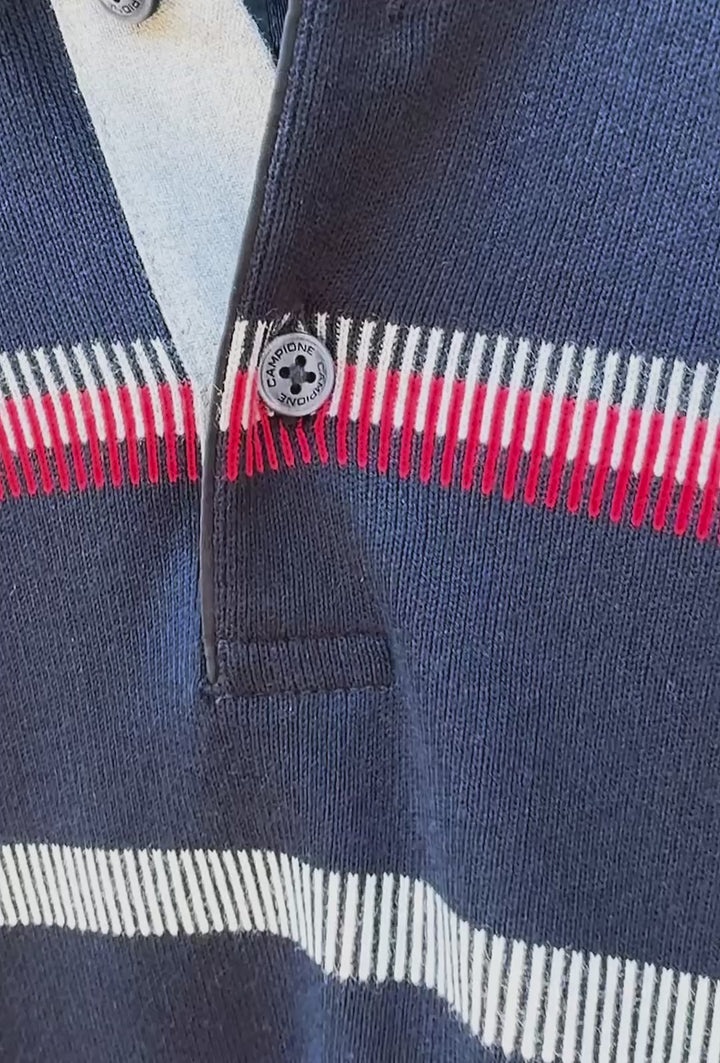 Męski sweter polo w paski Regular Fit